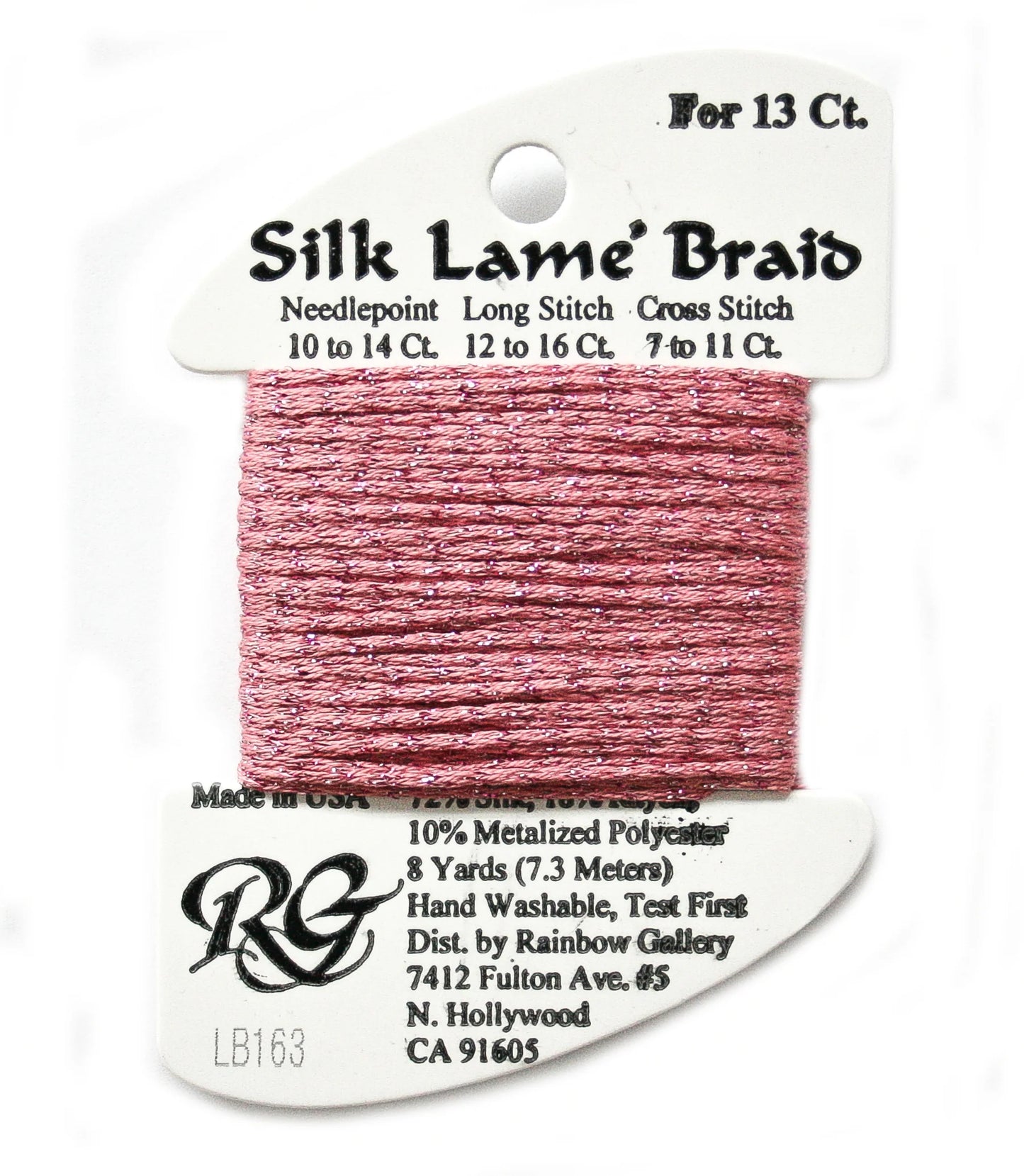 Silk Lamé Braid 13 LB163 Medium Rose
