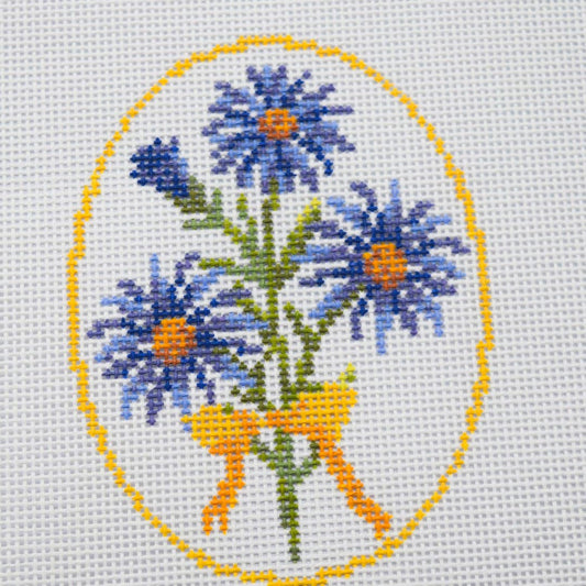 12th Year Anniversary Aster Flower Series Hand Painted Needlepoint Canvas