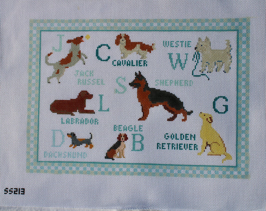Puppy Dog ABC Needlepoint Canvas