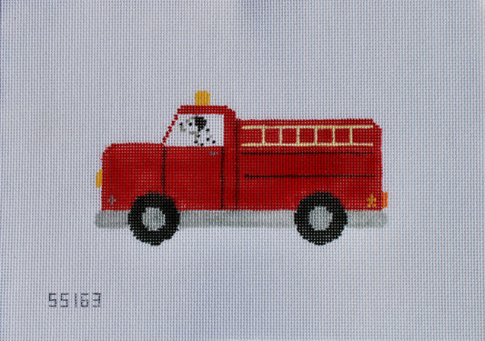 Dalmatian in Fire Truck Needlepoint Canvas