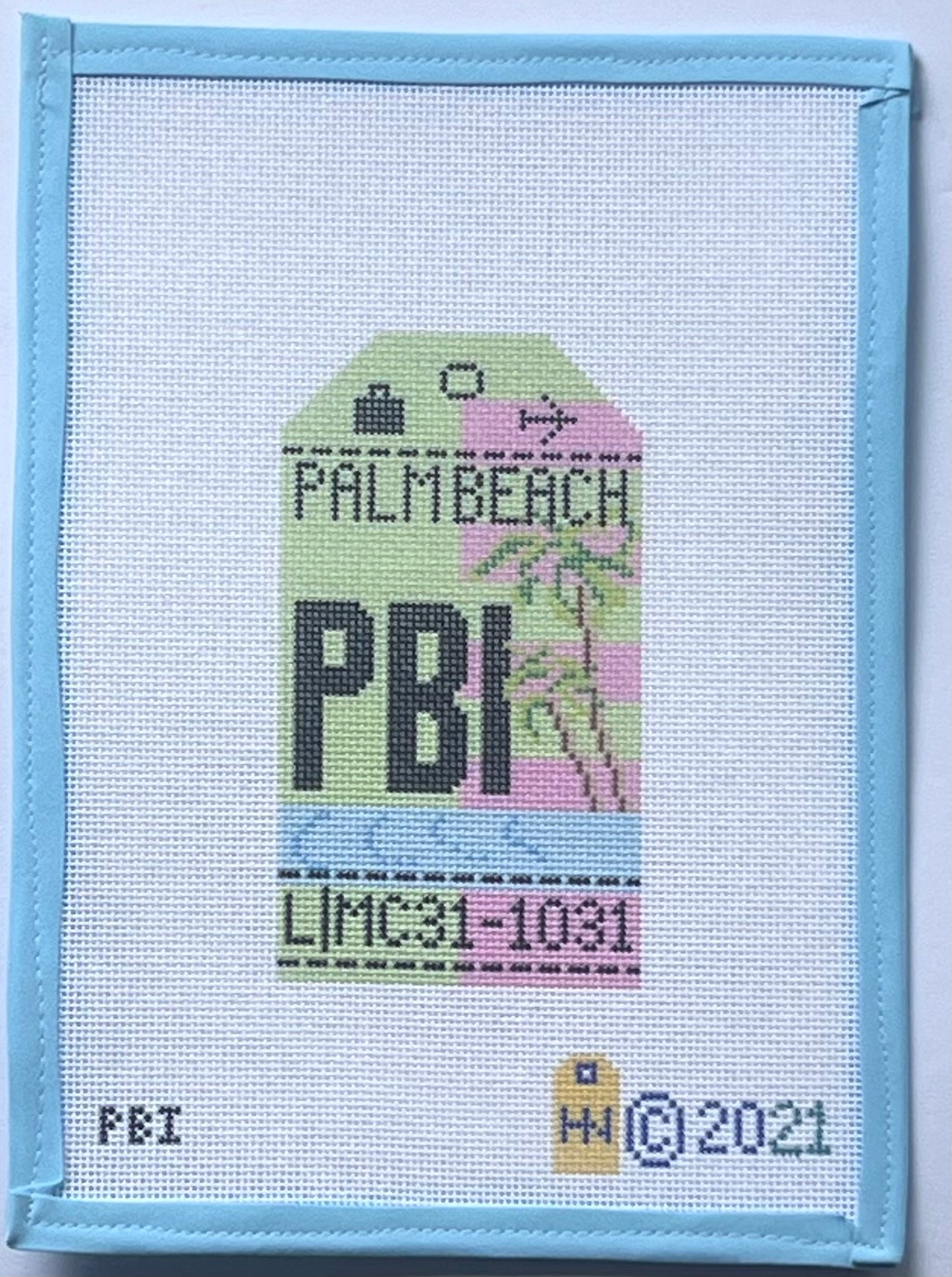Palm Beach Retro Travel Tag Needlepoint Canvas