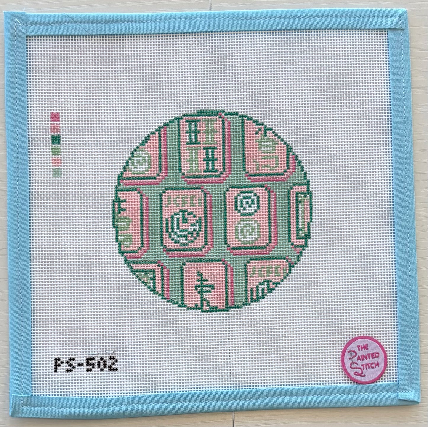 Mahjong Tiles Round: Pink + Green