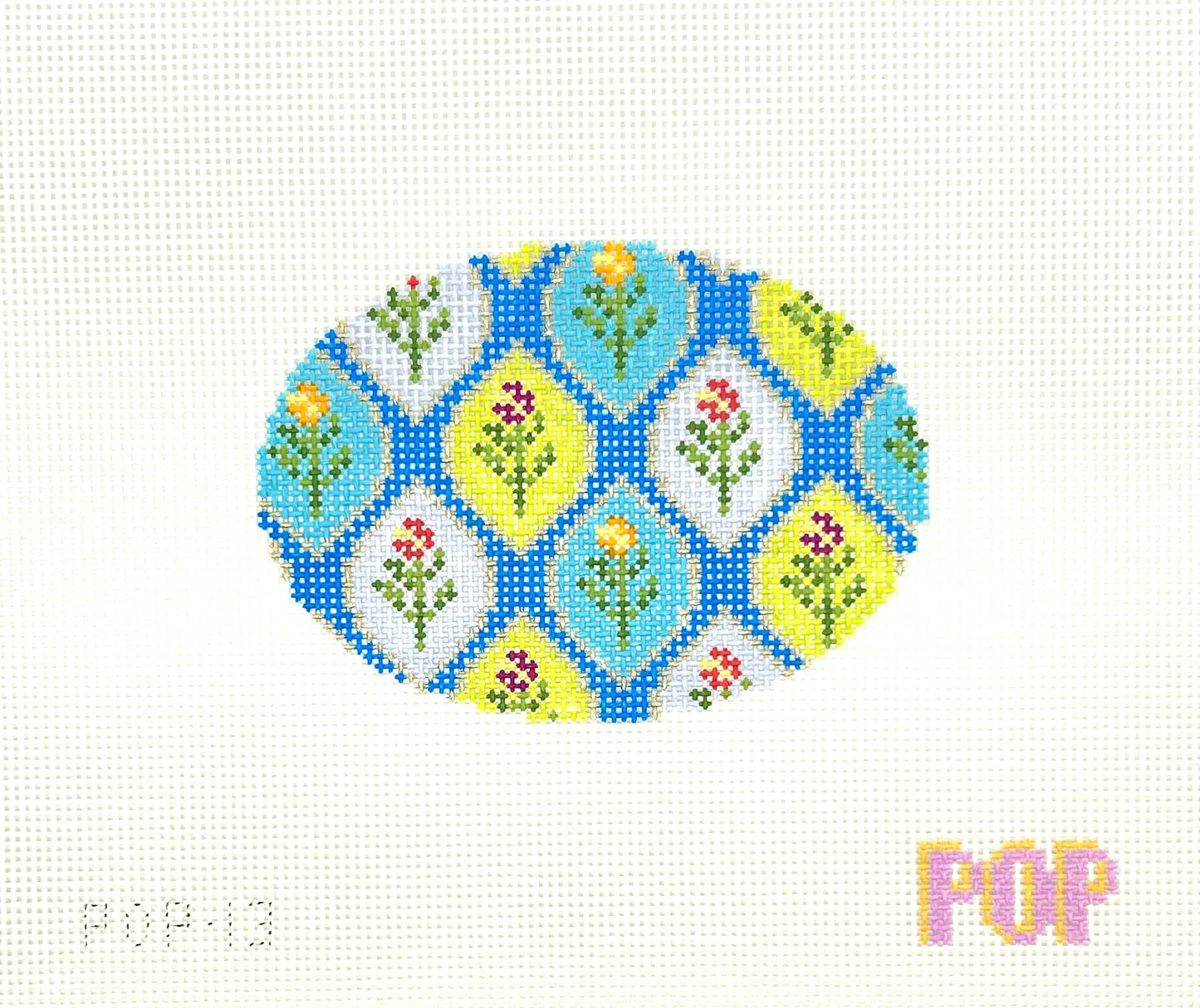 POP 13 Blue Multi Floral Oval
