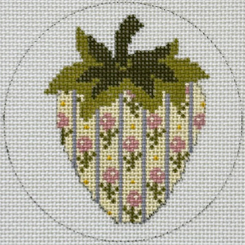 Strawberries:Pink flowers on Yellow