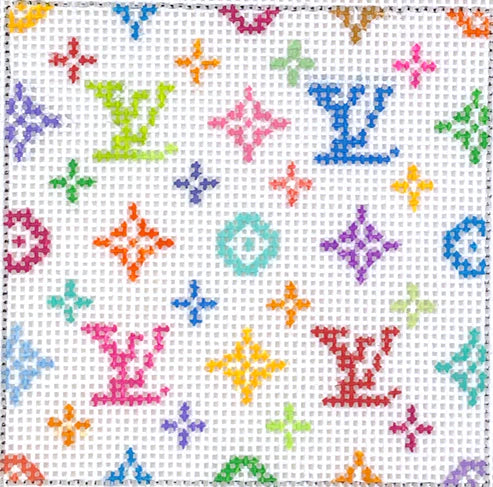Planet Earth 3" Square Insert – Louis Vuitton LV – multi color on white