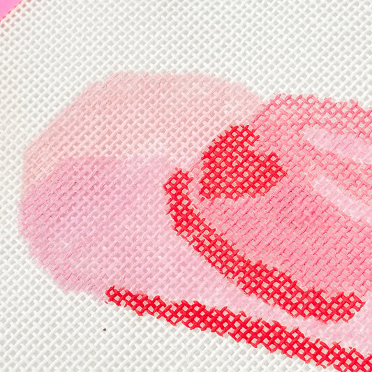 Hand-Painted Pink Cowgirl Hat Needlepoint Canvas | 3” Canvas