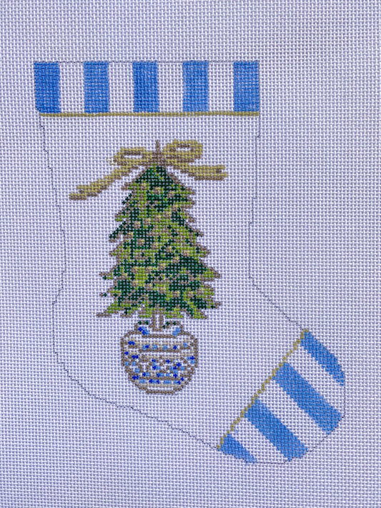 Trim the Tree Ornament Sized Stocking Canvas