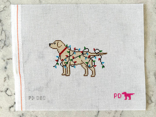 Yellow Lab Wrapped in Lights