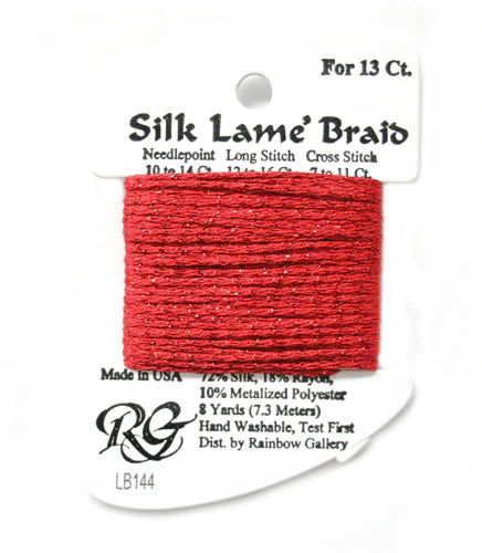 Silk Lamé Braid 13 LB144 Christmas Red
