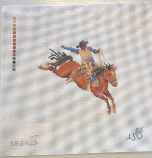 Black Rodeo Bronc Rider Needlepoint Canvas