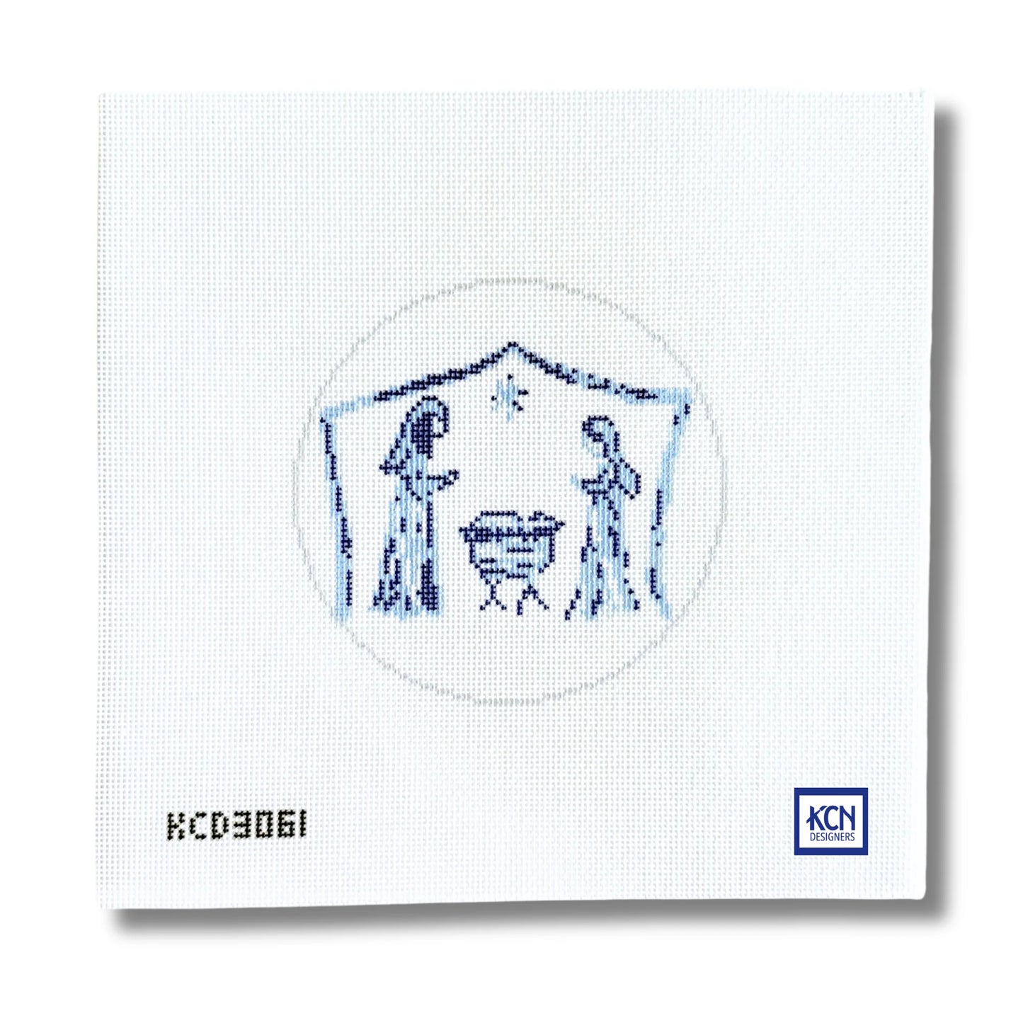 Blue & White Nativity Printed Canvas
