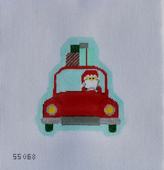Santa in Car Needlepoint Canvas