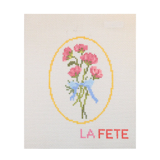 Birthday Geraniums Hand Painted Needlepoint Canvas