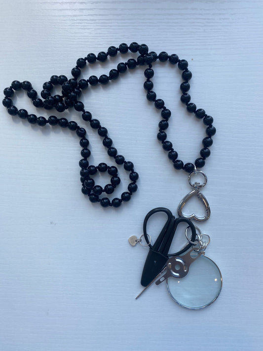 Up Up Chatelaine Black Beads