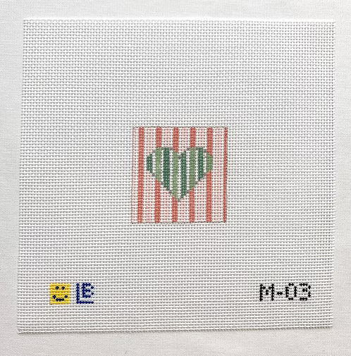Sage Green Heart - Melon Stripes Miniature