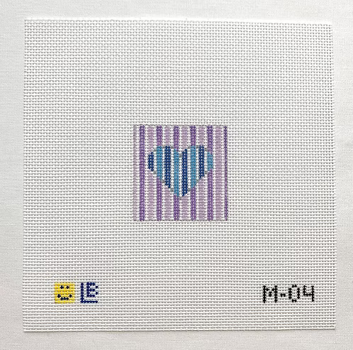 Blue Heart - Lilac Stripes Miniature