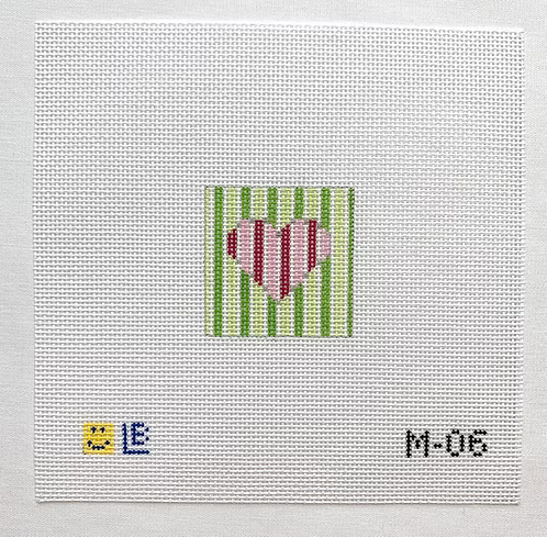 Raspberry Heart - Green Stripes Miniature