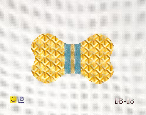 Dog Bone - Yap-ard, Yellow with Teal Stripe
