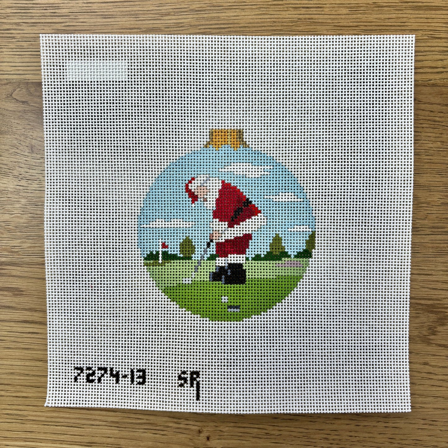 Santa Putting, 4.5" Round