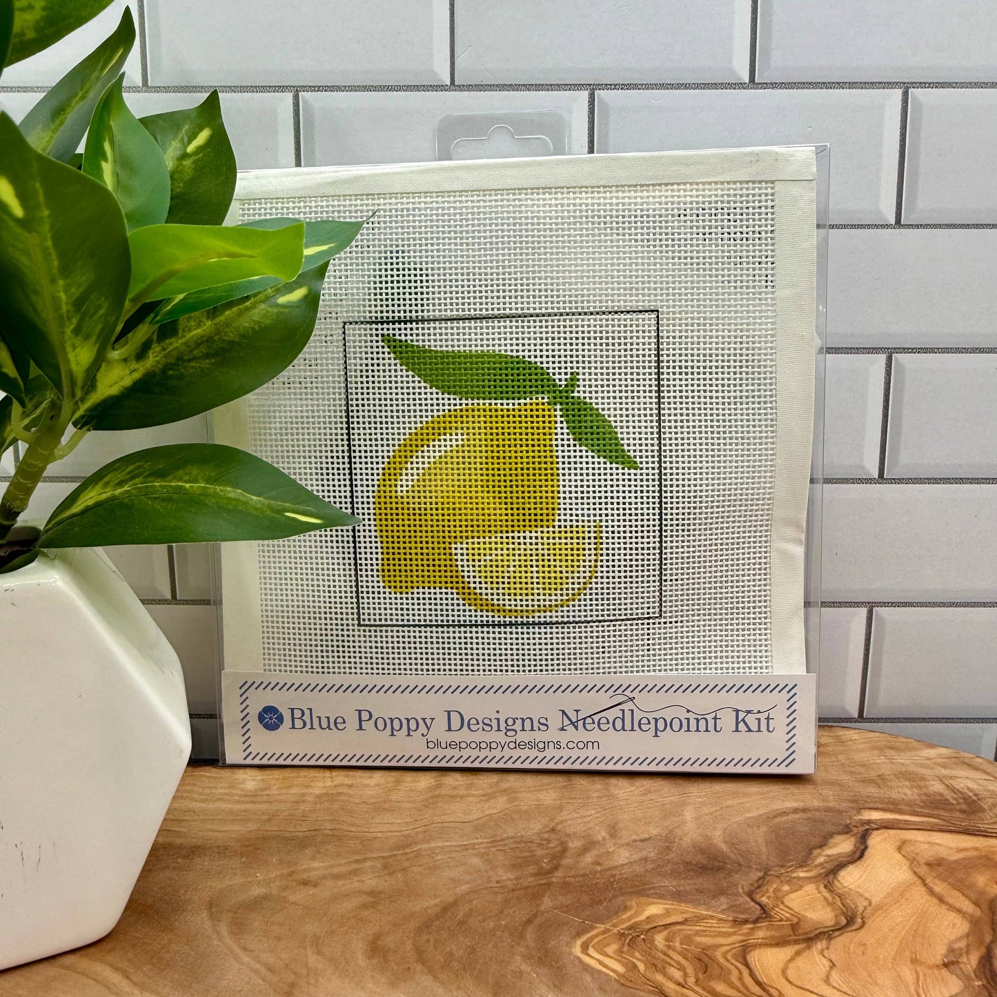Lemons on White Needlepoint Design