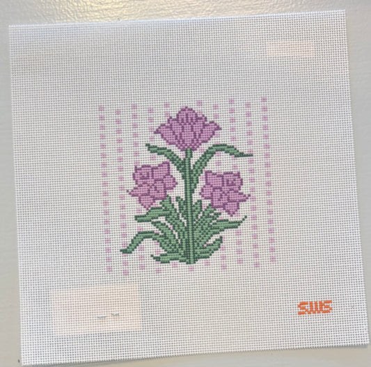 Purple Block Print Flower