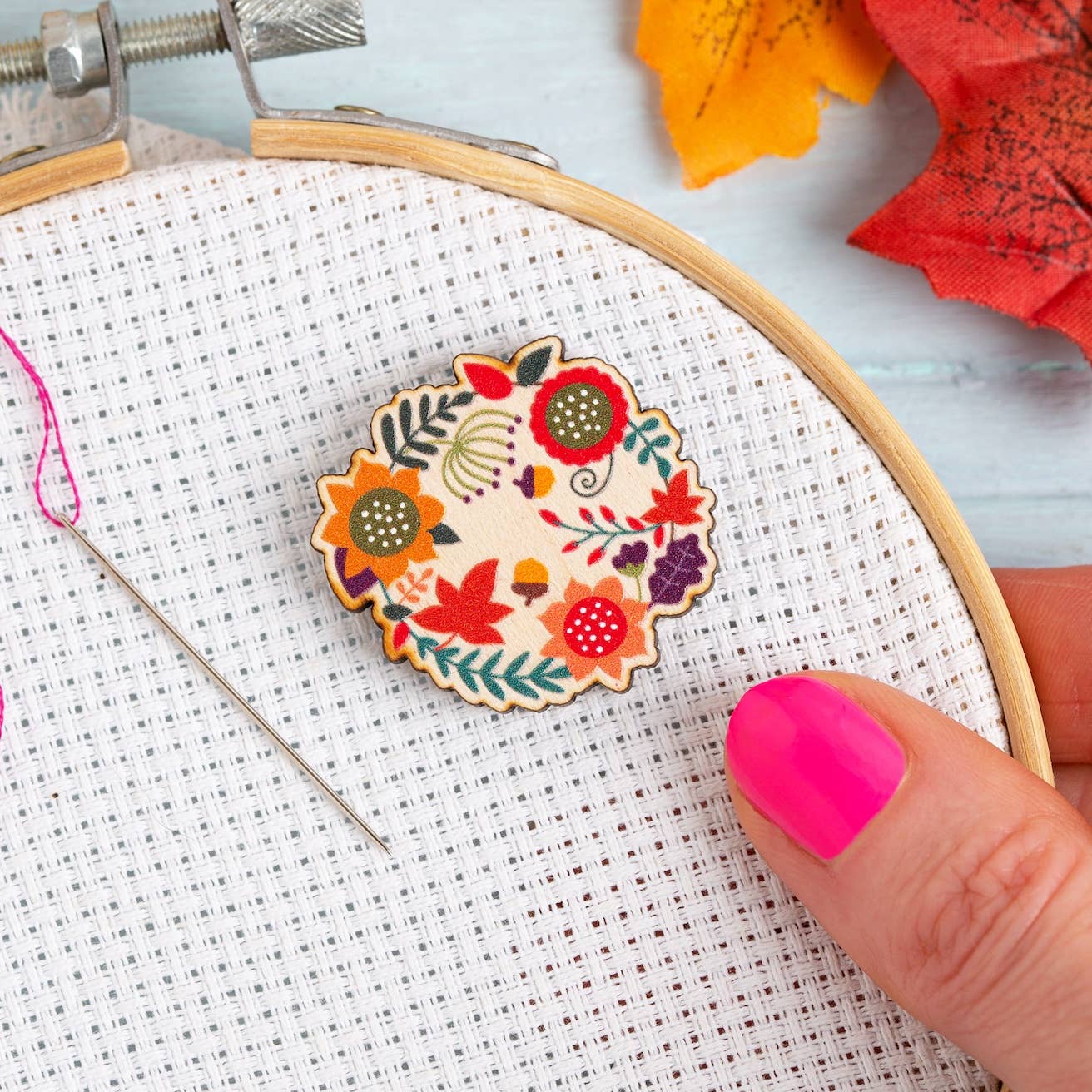 Autumn Leaves Needle Minder | Gift for Crafters