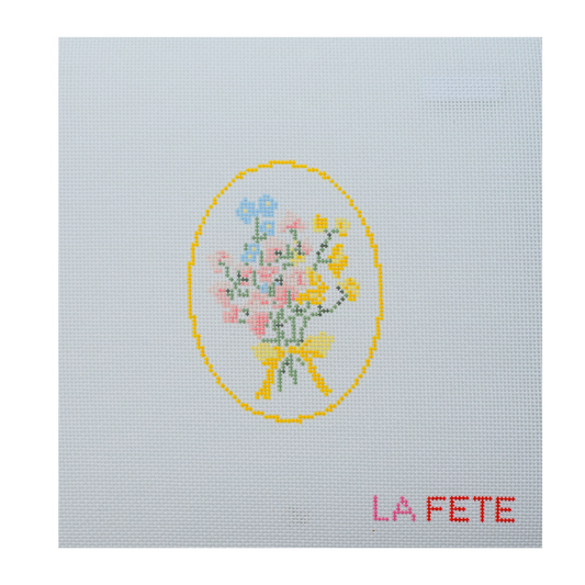 Spring Floral Cameo Hand Painted Needlepoint Canvas