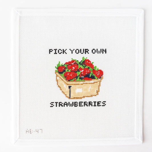 Pick Your Own Strawberries Needlepoint Canvas