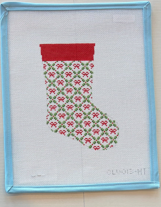 Mini Stocking- Holiday Trellis