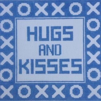 Hugs Pillow Blue Needlepoint Canvas
