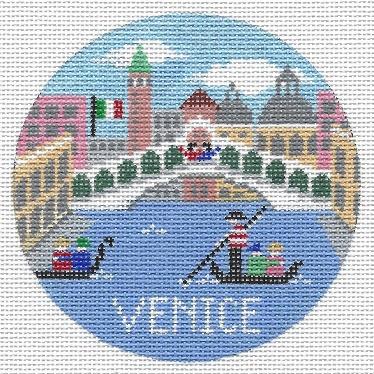 Venice Travel Round Needlepoint Canvas