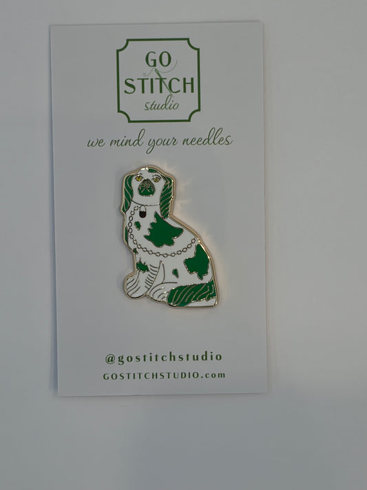 Green Staffordshire Dog Needle Minder