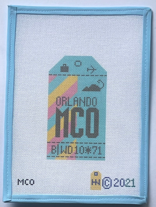 Orlando Retro Travel Tag Needlepoint Canvas