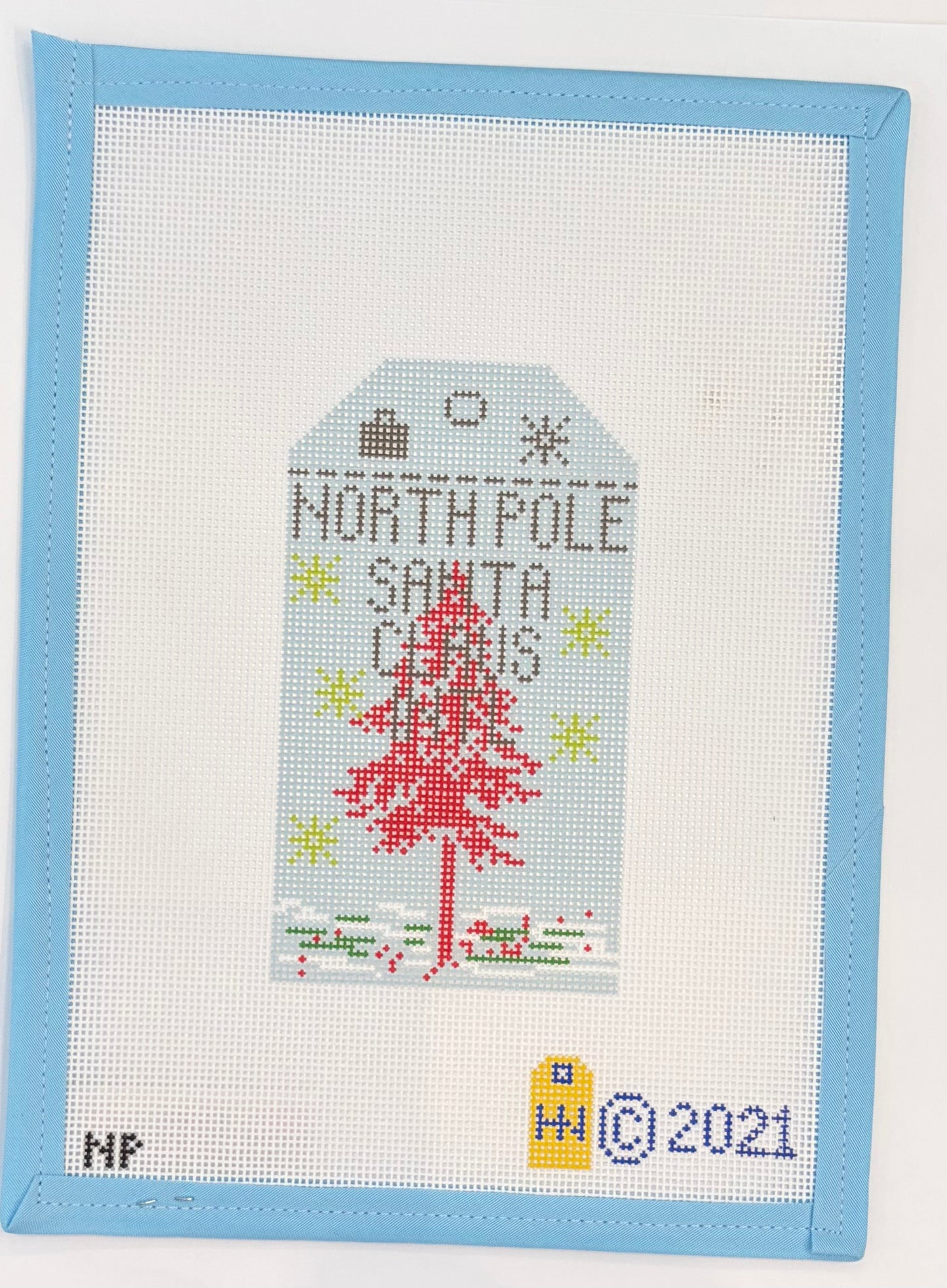 North Pole Retro Travel Tag Needlepoint Canvas