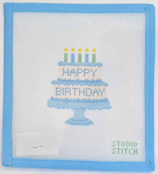 Blue Layered Birthday Cake