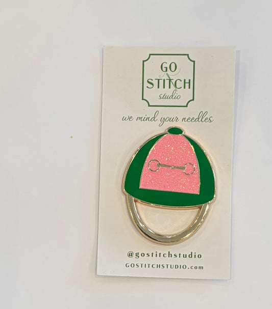 Pink & Green Jockey Hat w/Glitter