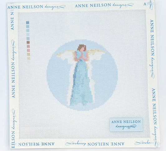 Blue Watercolor Angel Round