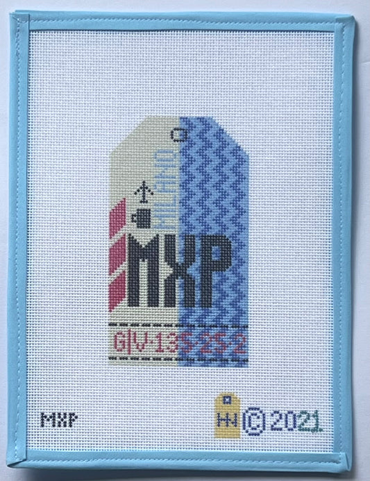 Milan Retro Travel Tag Needlepoint Canvas