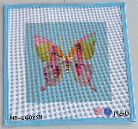 Gold & Green Butterfly 8 Inch Needlepoint Canvas