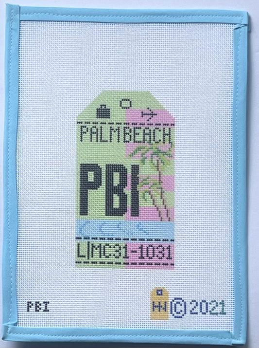 Palm Beach Retro Travel Tag Needlepoint Canvas