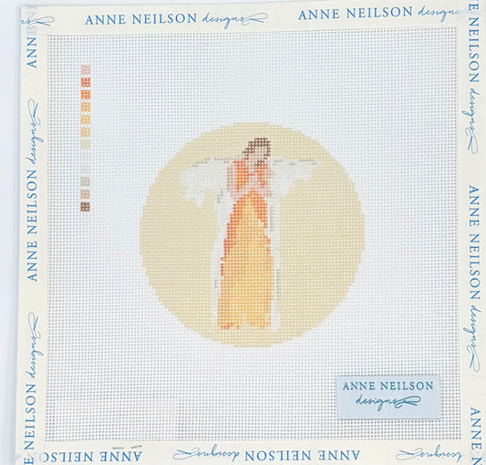 Orange Watercolor Angel Round