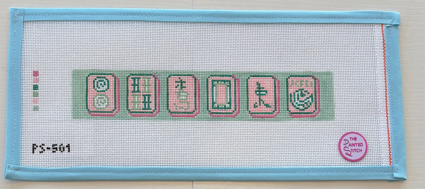Mahjong Key Fob: Pink + Green