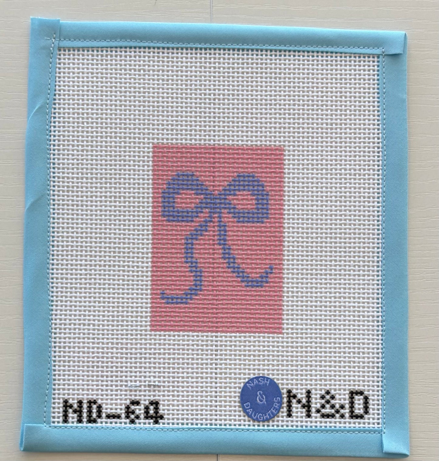 Pink and Purple Bow Needlepoint Canvas