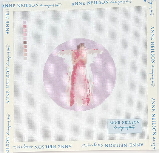 Pink Watercolor Angel Round