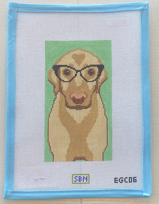 Yellow Lab w. Glasses Eye Glass Case