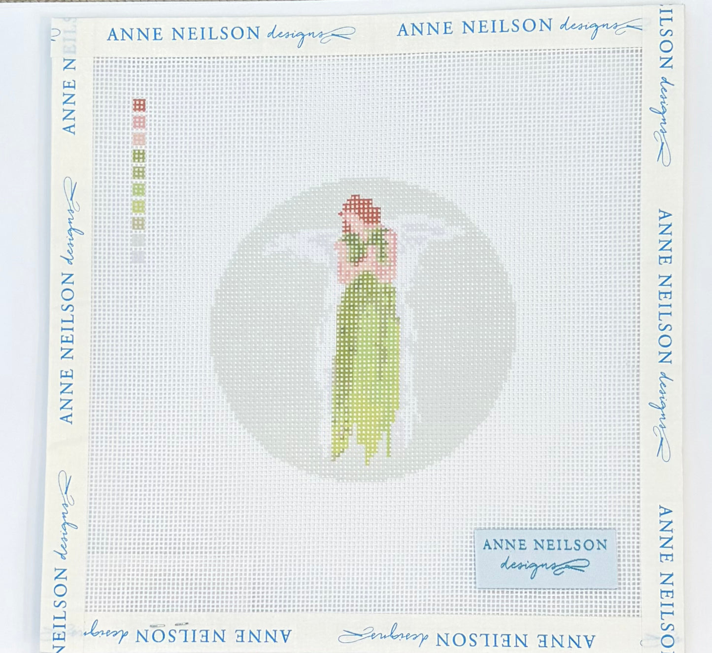 Green Watercolor Angel Round