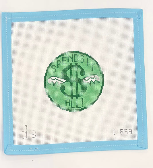 Spends It All Needlepoint Canvas