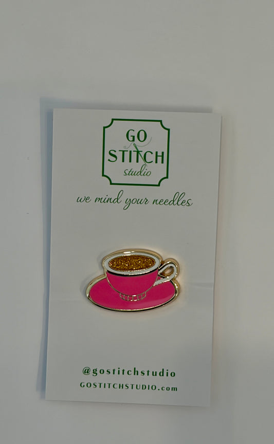 Hot Pink Tea Cup Needle Minder (mini magnet)