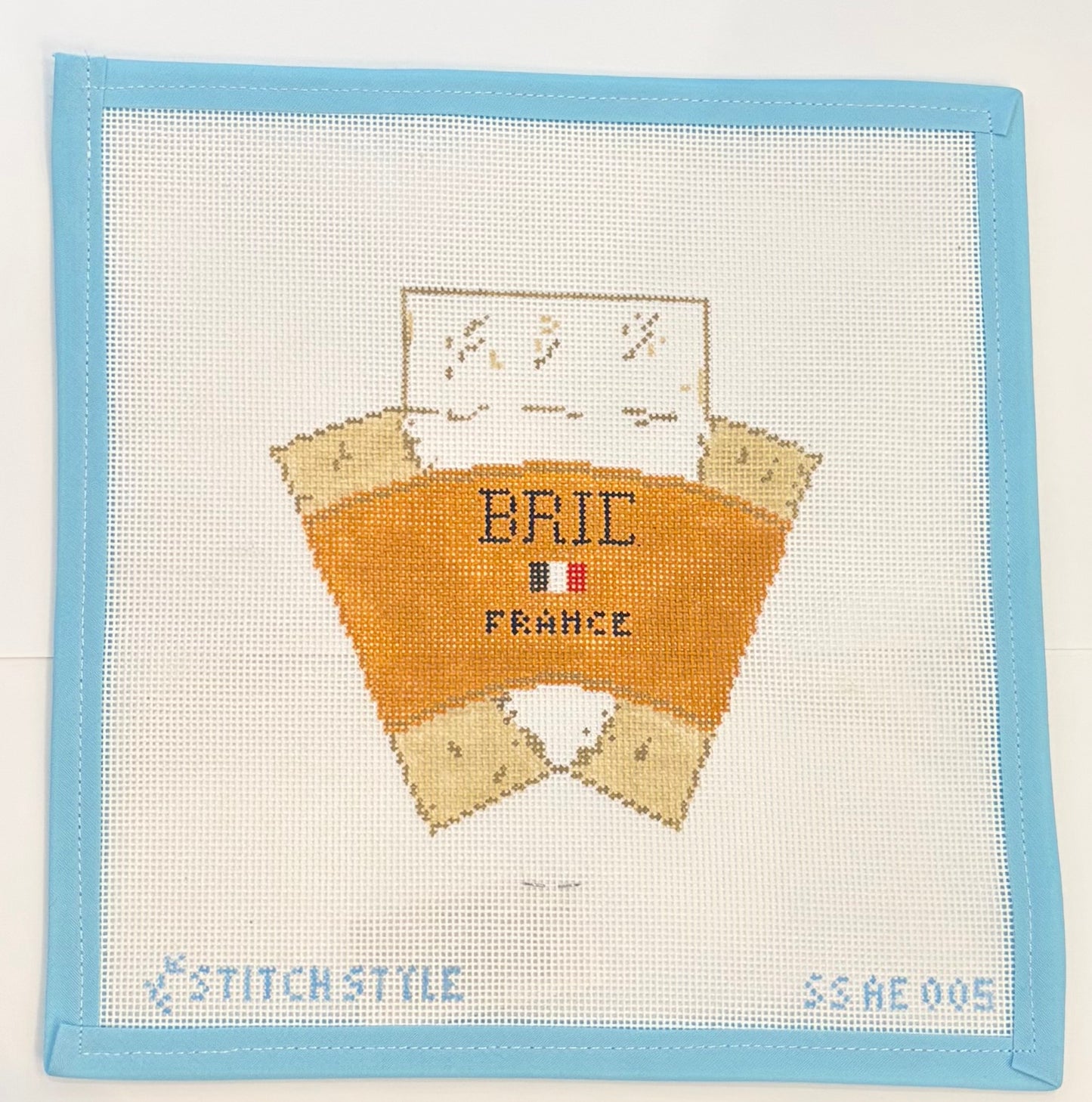 3D Wedge of Brie Cheese 18 mesh Needlepoint Canvas