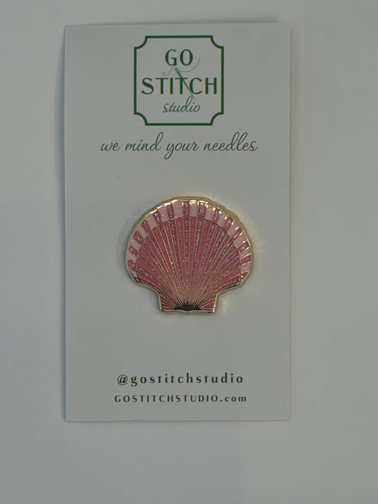 Pink Glitter Scallop Shell Needle Minder